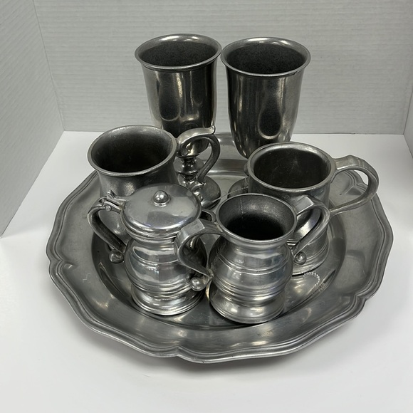 7 Piece RWP USA Wilton Solid Pewter Serving Set - Picture 1 of 8
